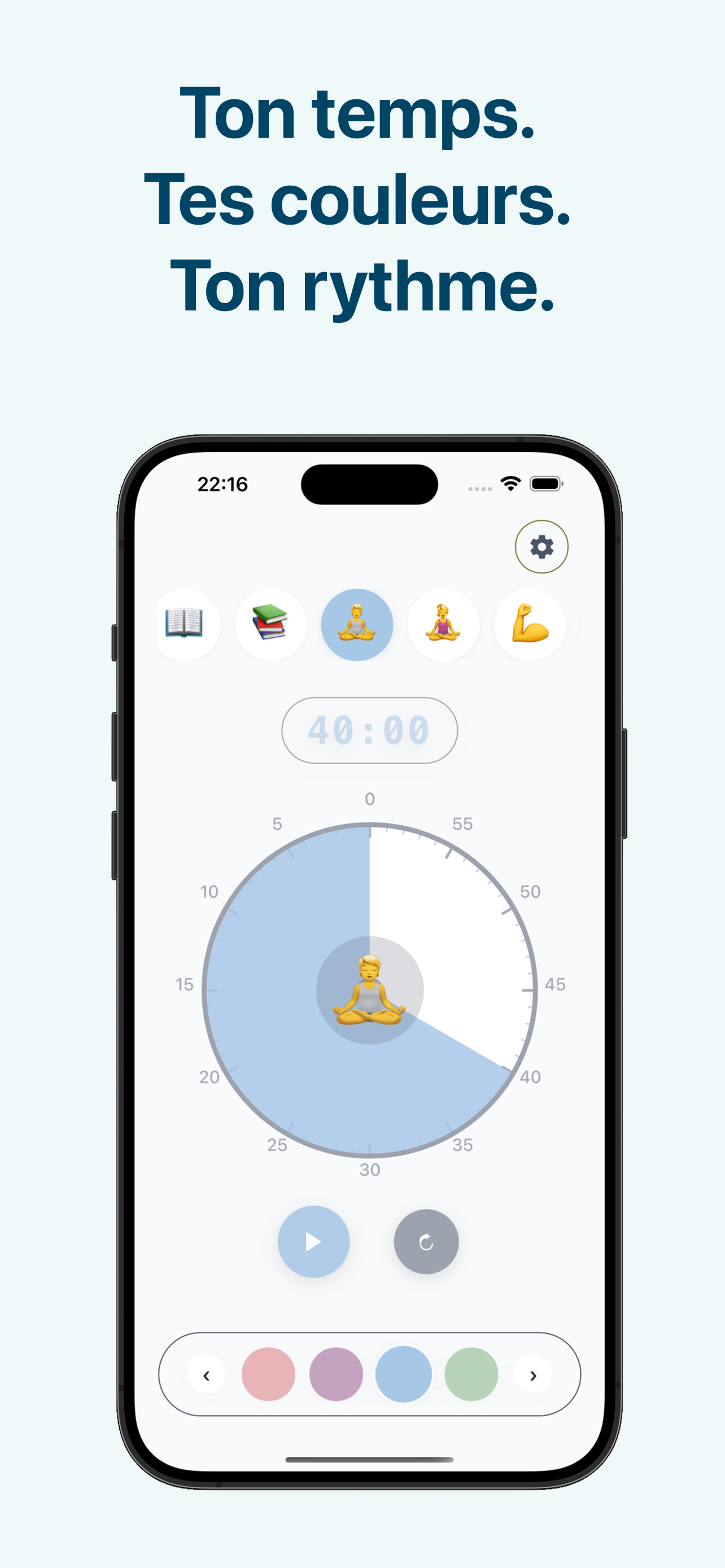 Interface principale du timer ResetPulse
